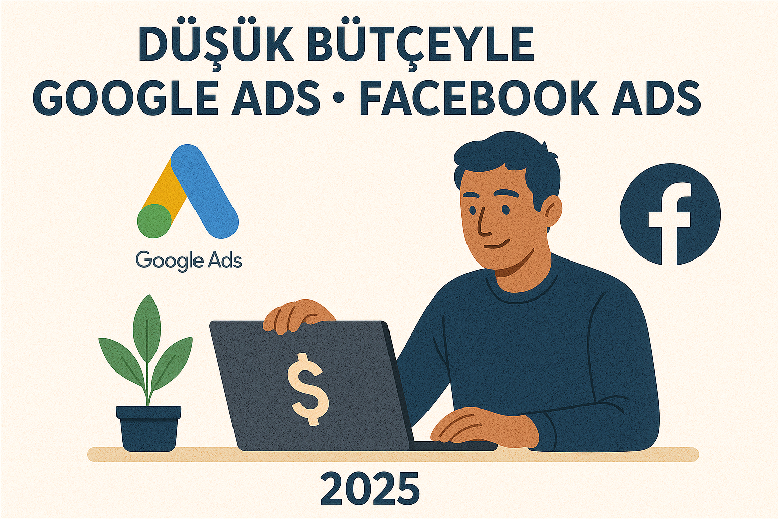 Google Ads ve Facebook Ads'de düşük bütçeyle reklam yöneten küçük işletme sahibi