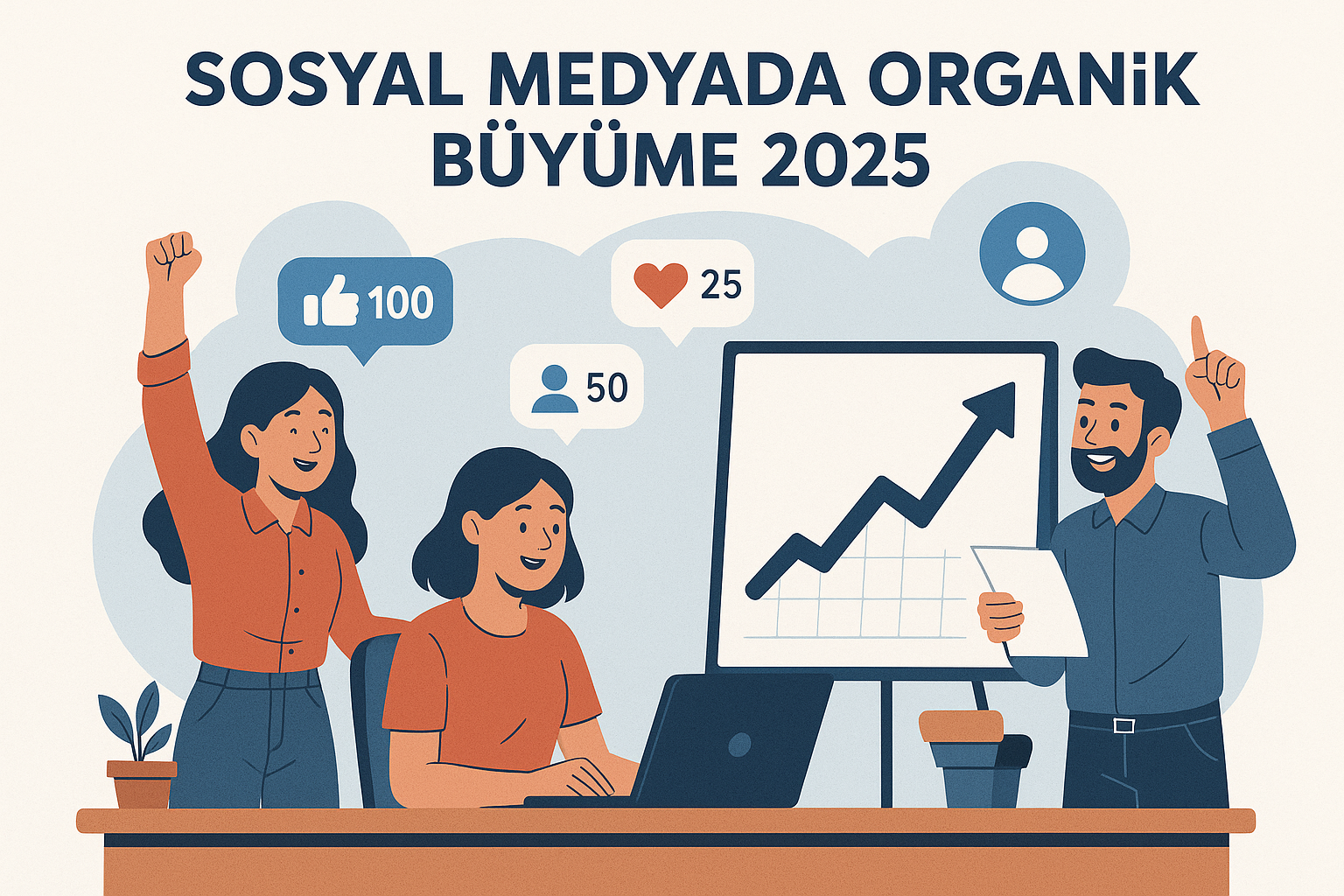 Sosyal medyada organik büyüme sağlayan küçük işletme ekibi