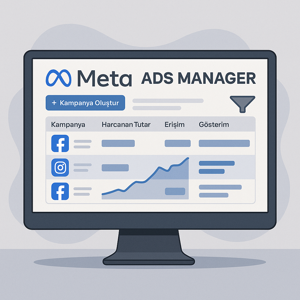 meta-ads-manager-flat-style Meta Ads Manager ekranı